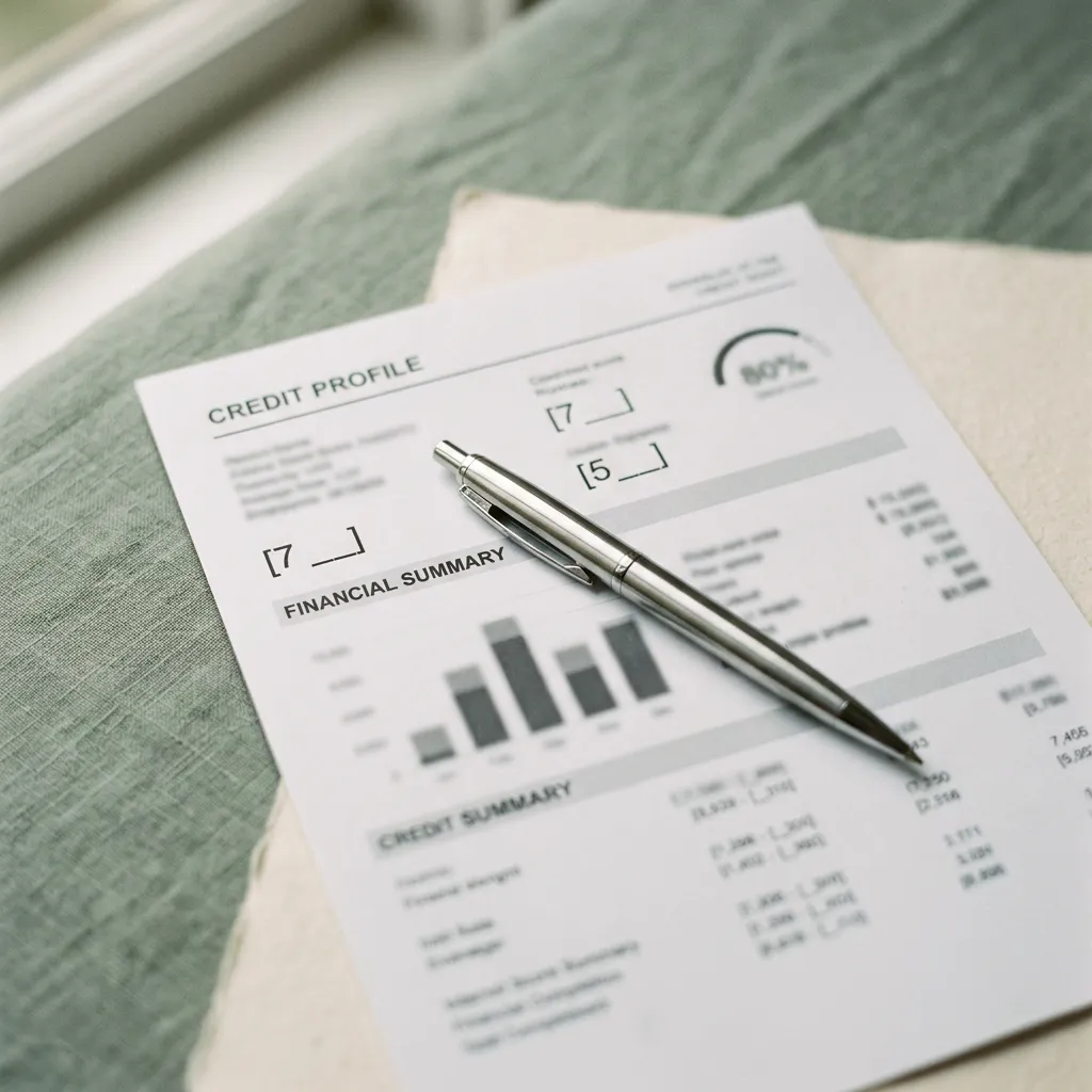 Credit profile report with financial summary